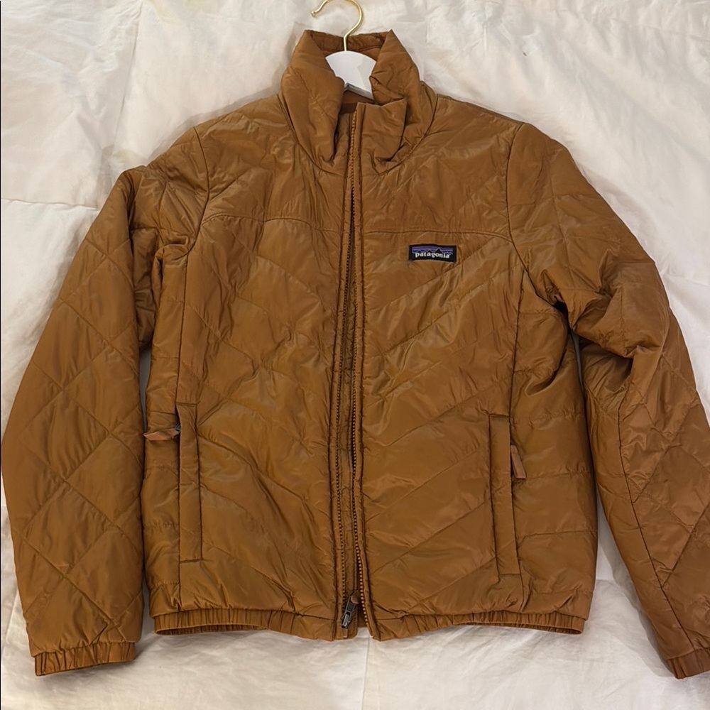 Patagonia Brown Quilted Puffer Jacket with Stand-Up Collar